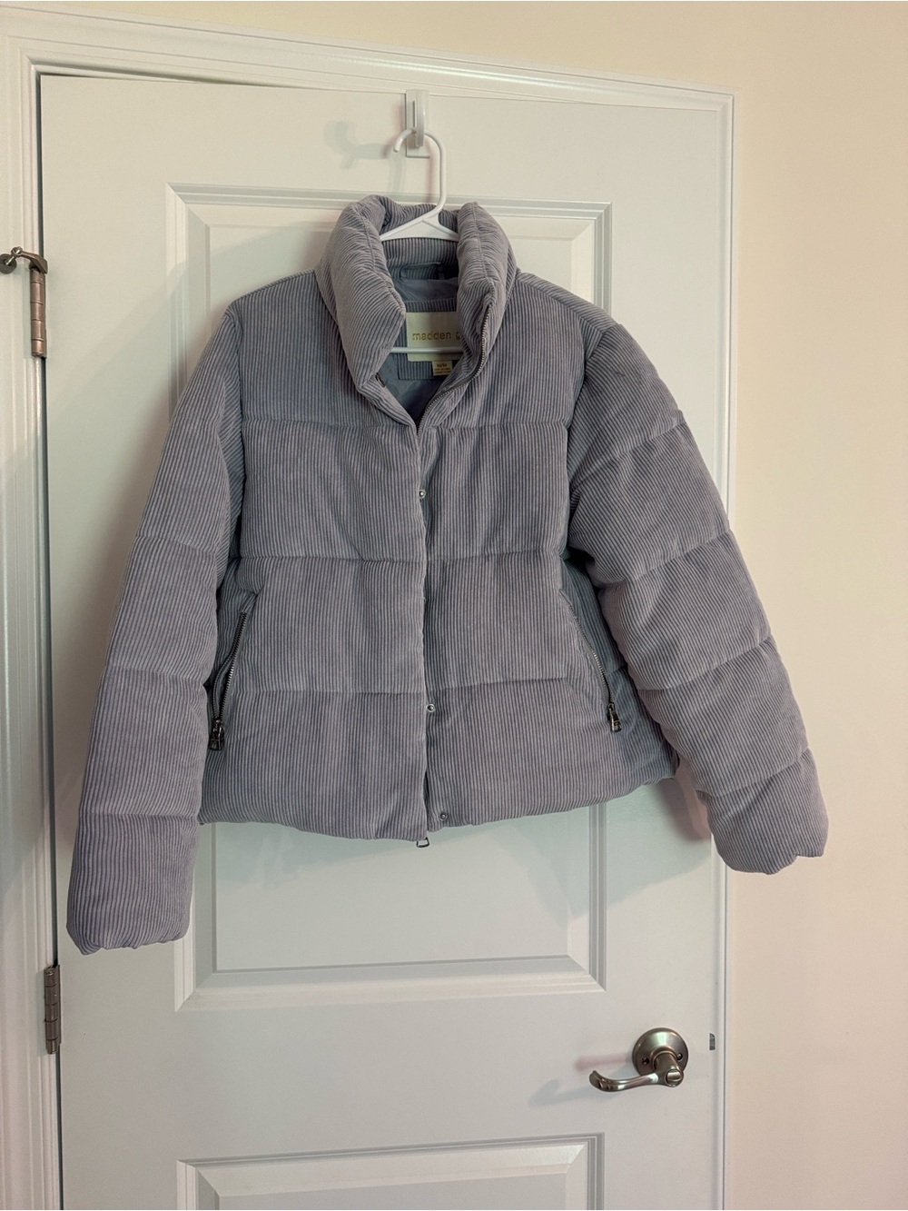 Madden girl Light Gray blue Corduroy Puffer Jacket